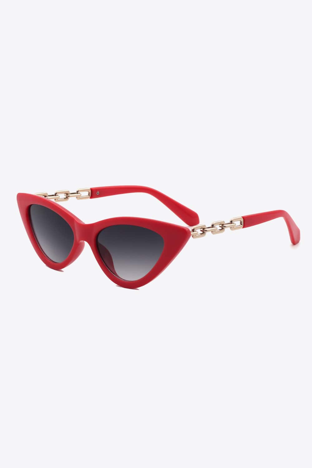 Trendsi sunglasses Deep Red / One Size Chain Detail Cat-Eye Sunglasses