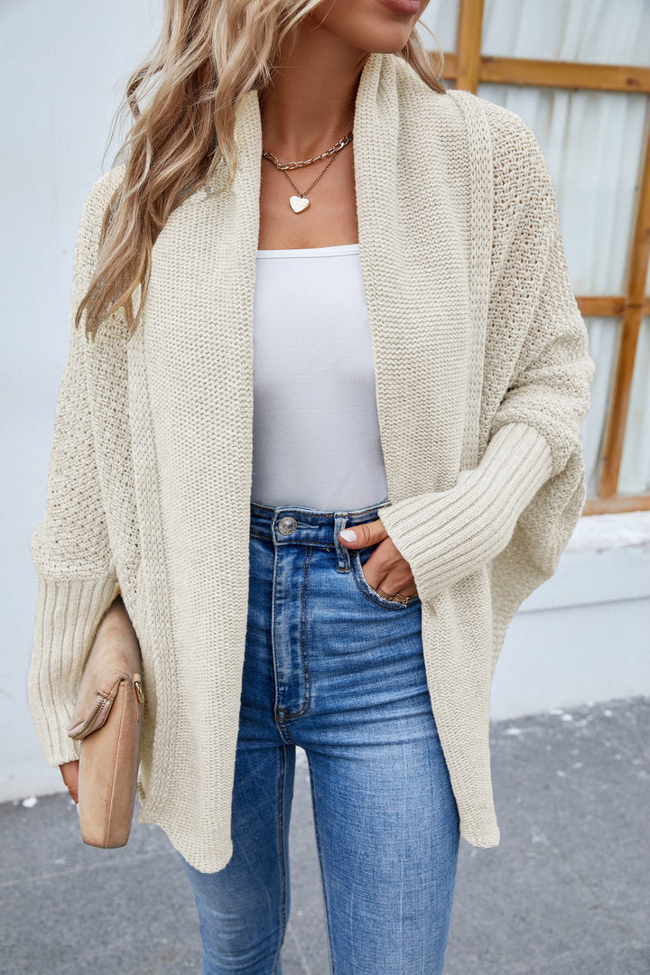 Trendsi sweater Cream / S Gypsy Ally Open Front Long Sleeve Cardigan