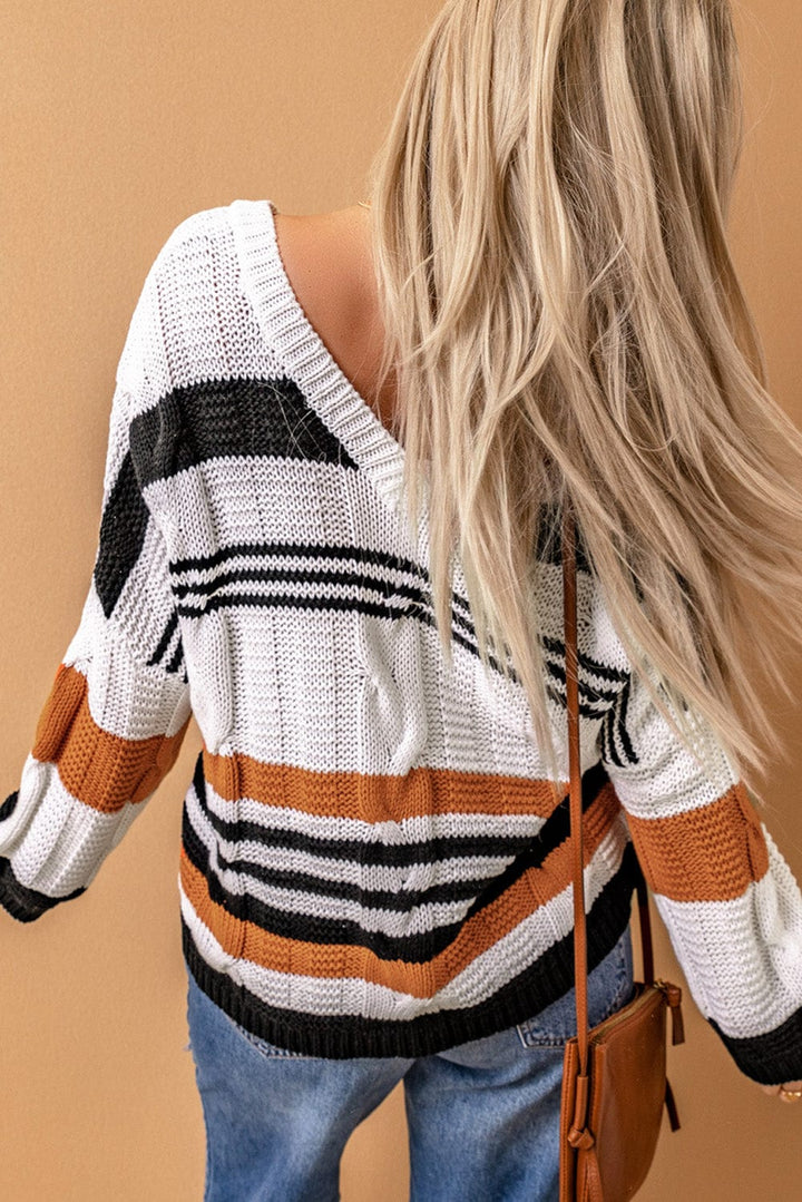 Trendsi sweater Gypsy Karma Cable Knit V-Neck Sweater