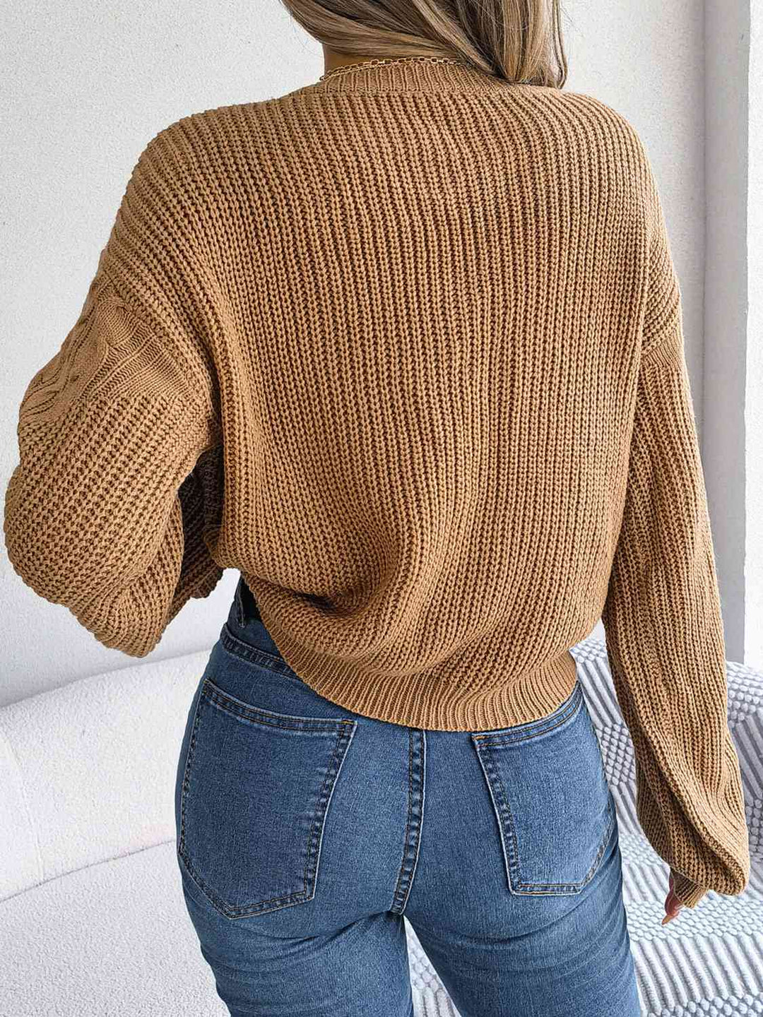 Trendsi sweater Gypsy Riley Cable-Knit Drop Shoulder Sweater