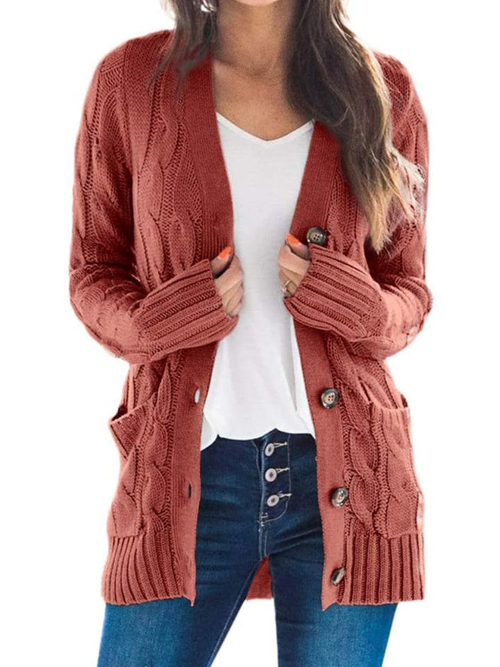 Trendsi sweater Gypsy Sam Cable-Knit Buttoned Cardigan with Pockets