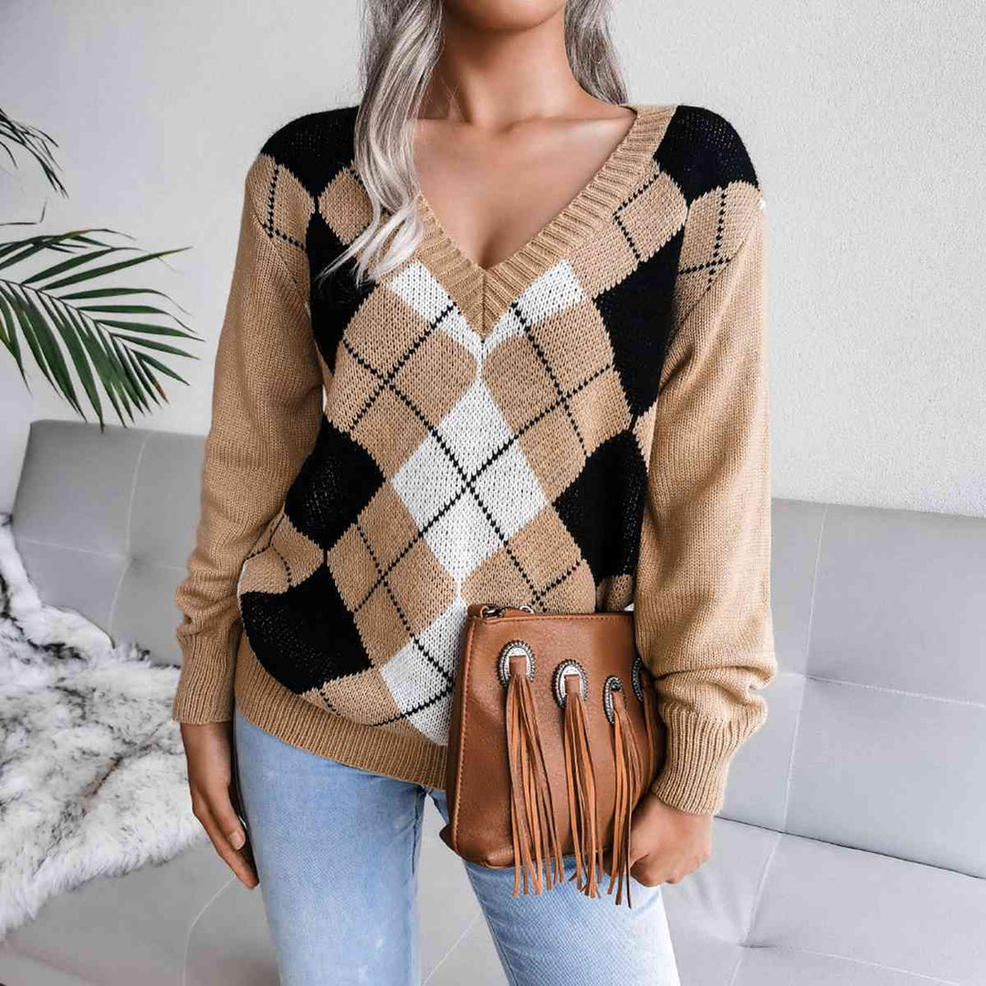 Trendsi sweater Khaki / S Gypsy Jillian V-Neck Sweater