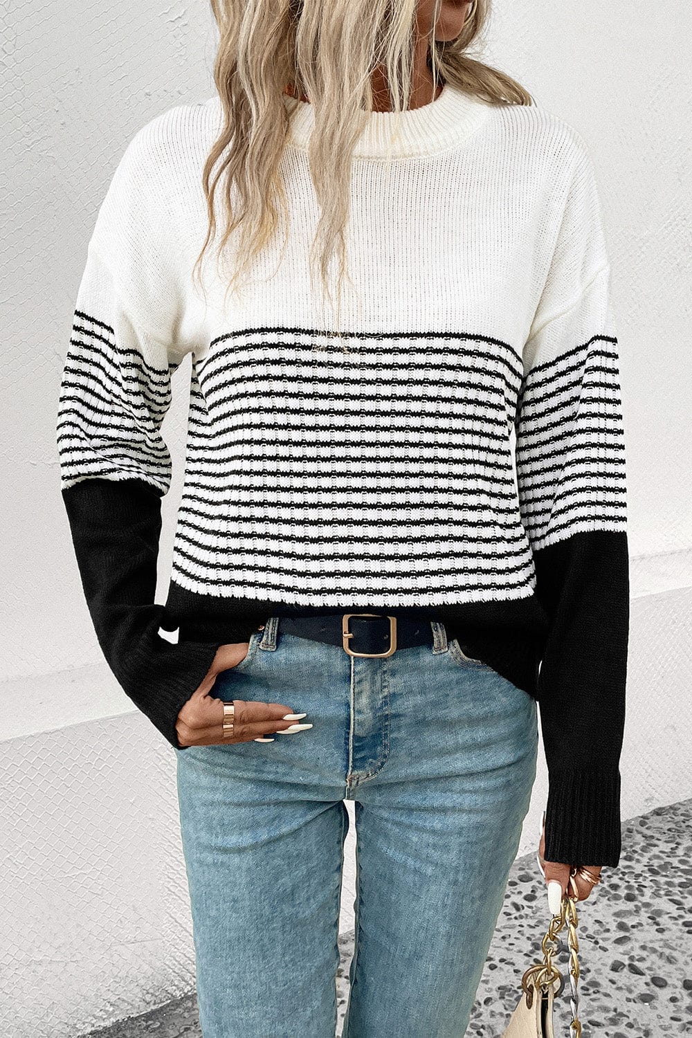 Trendsi sweater White / S Gypsy Tyla Striped Sweater