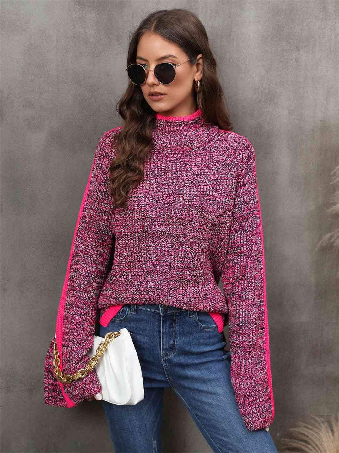 Trendsi sweaters Cerise / S Gypsy Heather Turtleneck Sweater