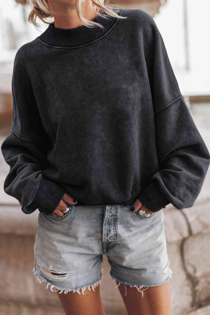 Trendsi top Black / S Gypsy Paris Round Neck Sweatshirt