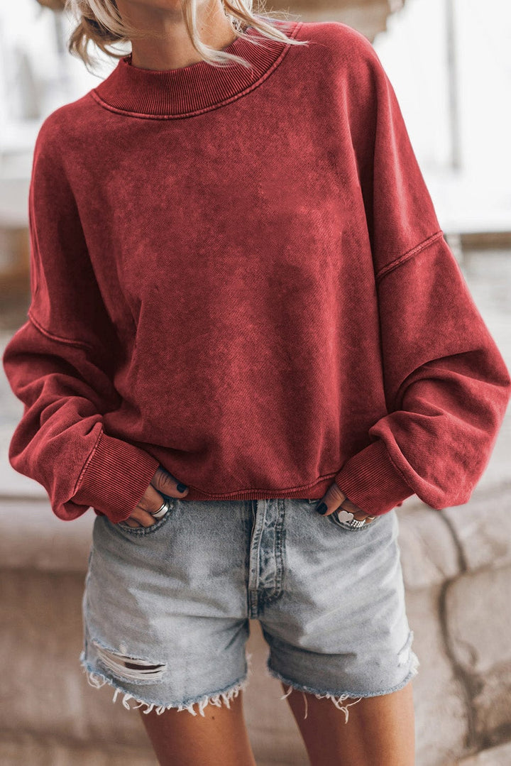 Trendsi top Deep Red / M Gypsy Paris Round Neck Sweatshirt