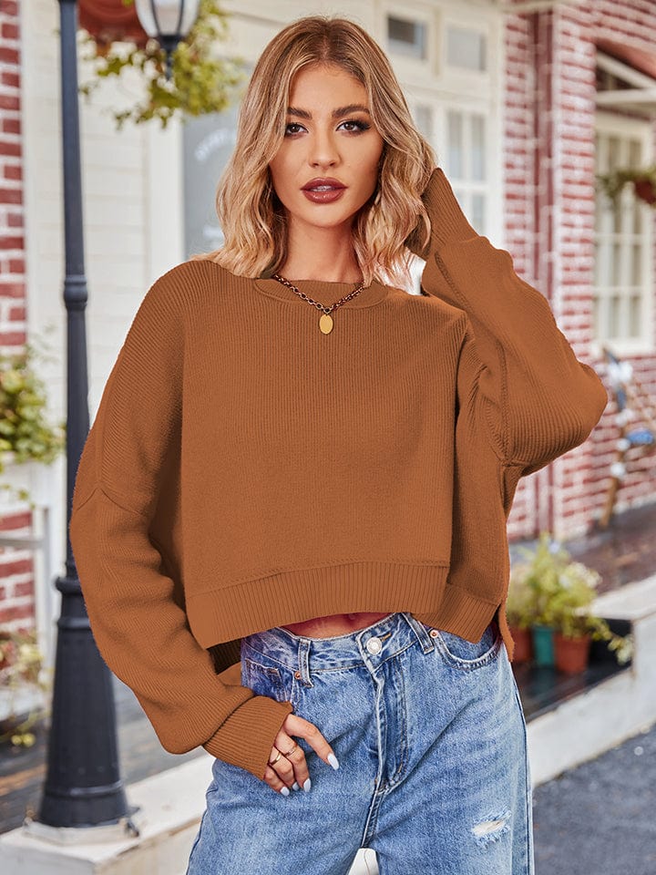 Trendsi top Gypsy Mandy Round Neck Long Sleeve Knit Top