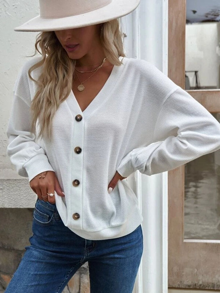 Trendsi top White / S Gypsy Exit Dropped Shoulder Blouse