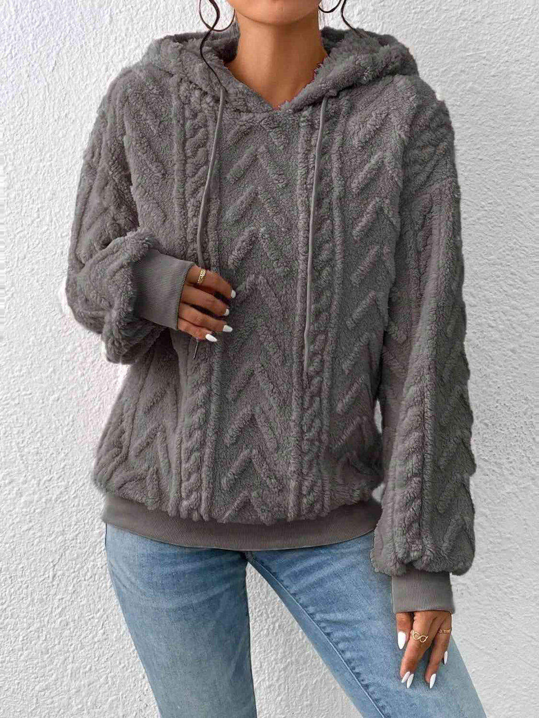 Trendsi tops Heather Gray / S Gypsy Sunday Drawstring Long Sleeve Hoodie