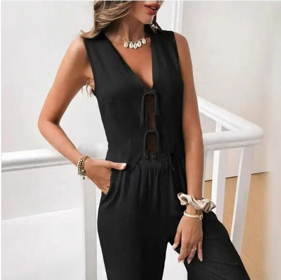Black Two Piece Sets/Pant Sets with S