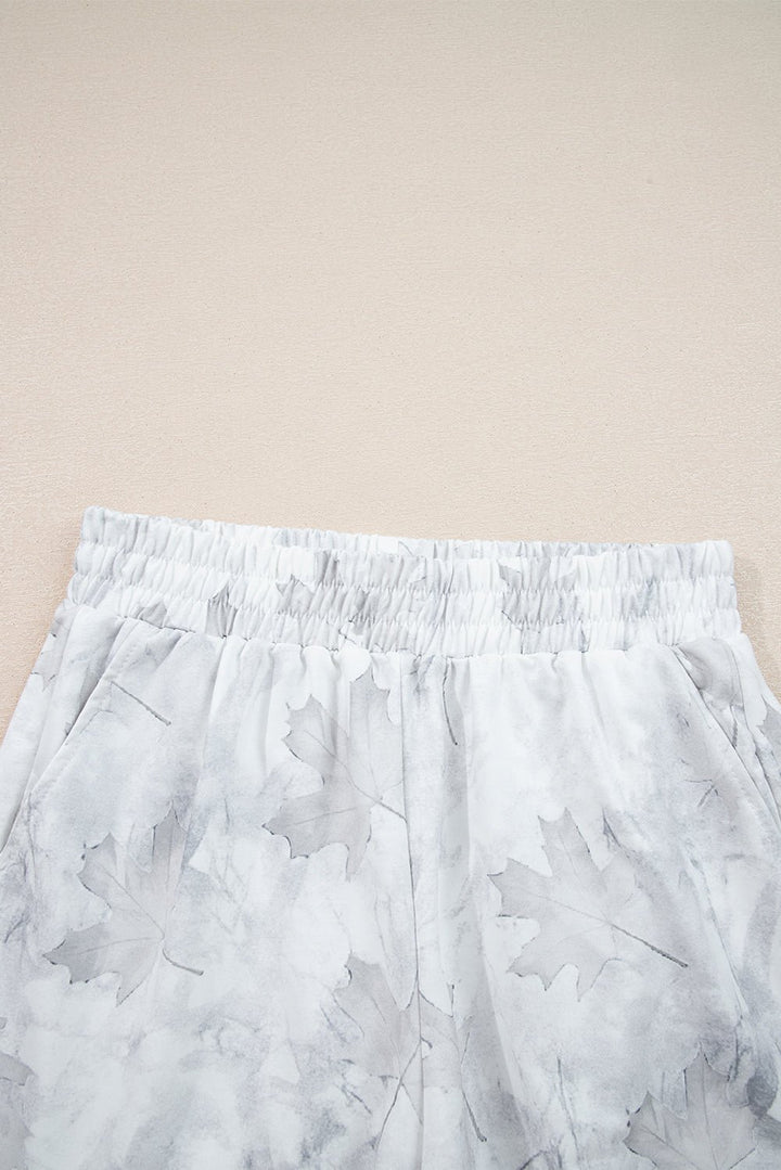 Beige Camo 2 Piece Lounge Set (Pullover + Shorts) - Trendy Two Piece Sets/Short Sets in Beige for Women | The802Gypsy