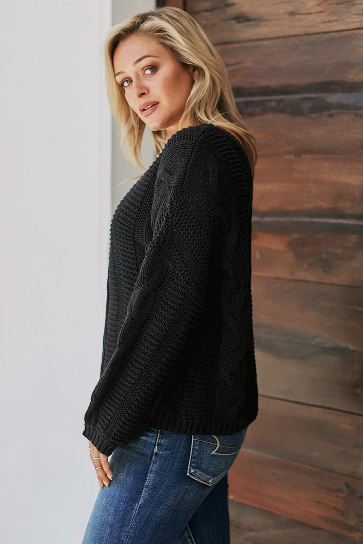 Trendsi sweater Gypsy Karma Cable Knit V-Neck Sweater