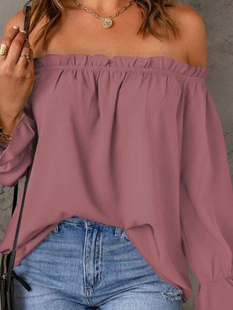 The802Gypsy shirts and tops GYPSY-Off-Shoulder Flounce Sleeve Blouse