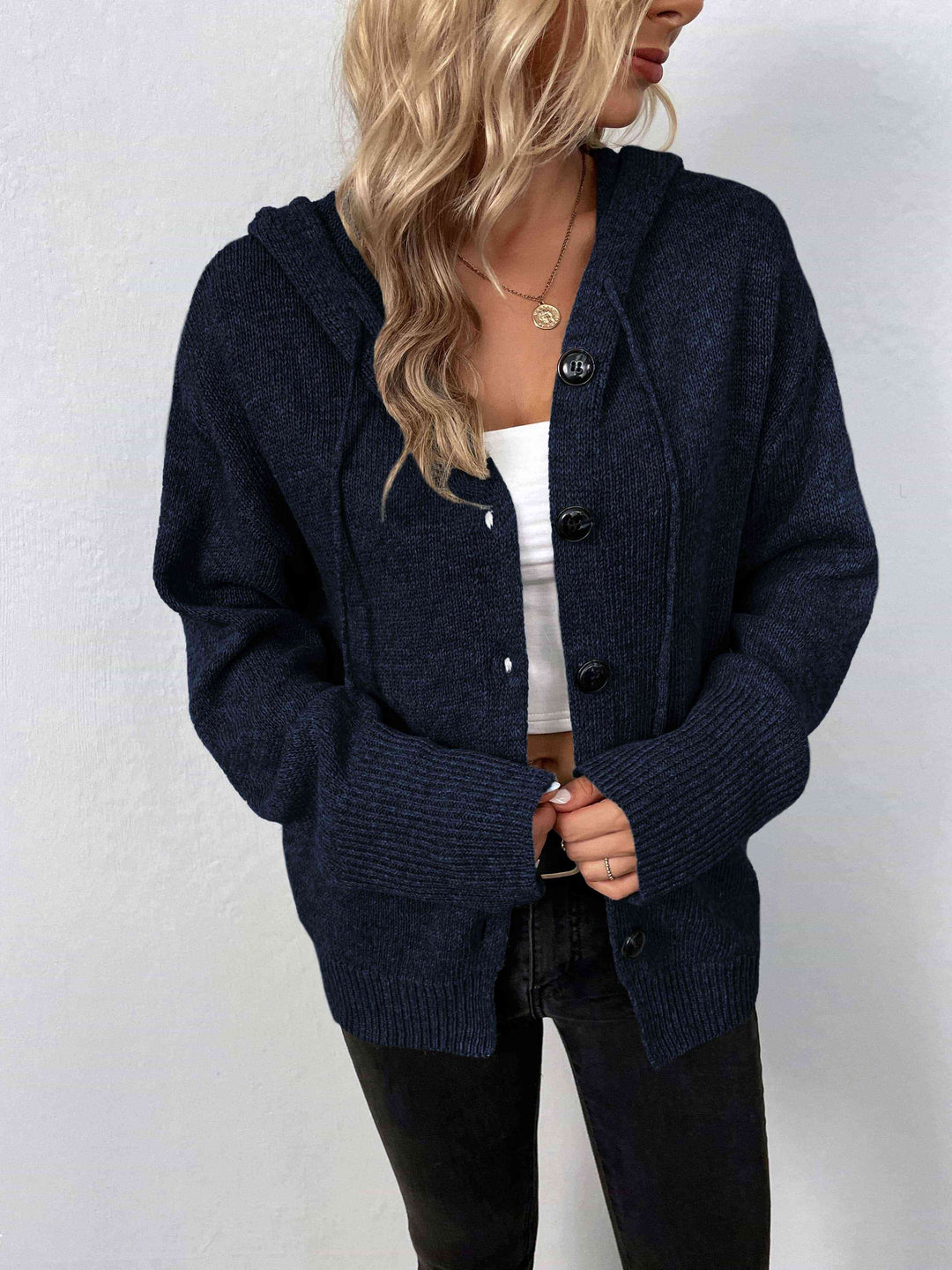 The802Gypsy sweaters GYPSY-Button-Down Long Sleeve Hooded Sweater